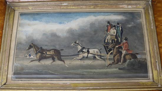 A maple framed print, 21 x 38cm